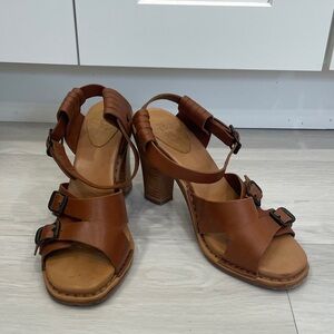 See By Chloe Brown Leather Heeled Sandals Size 38